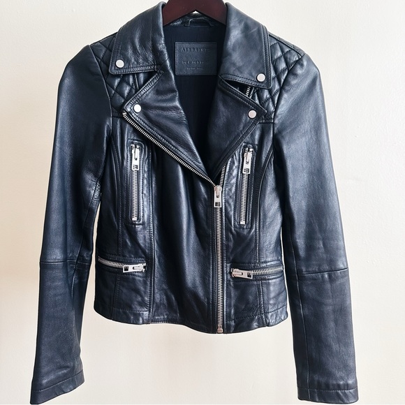 ALLSAINTS Cargo Distressed Leather Biker Jacket - Picture 4 of 11